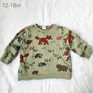 (🎨$3 PLAY) H&M 12-18 Months Baby Toddler Animals Crewneck Sweatshirt Sweater